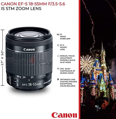 Canon EOS Rebel T7 Digitális TÜKÖRREFLEXES Fényképezőgép EF-S 18-55mm f/3,5-5,6 is STM Objektív + 64 gb-os Memória Kártya + Széles