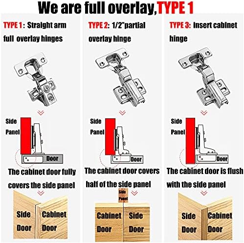 Gezhesiwei 50Pack Puha Közel Zsanérok Teljes Overlay Kabinet Egyenes Kar Ajtó Zsanérok Arc Keret Stílusa, Szekrény,110 Fokos Konyhában