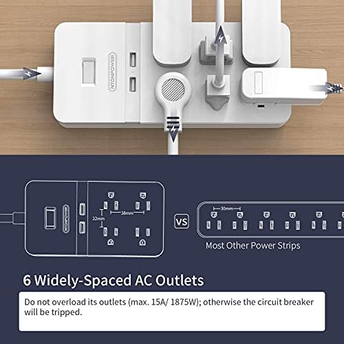 Hosszú Kábel túlfeszültségvédő elosztót vagy Falra Szerelhető elosztó USB Csomag, Asztali Töltő Állomás, 15 ft Extra Hosszú Hosszabbító