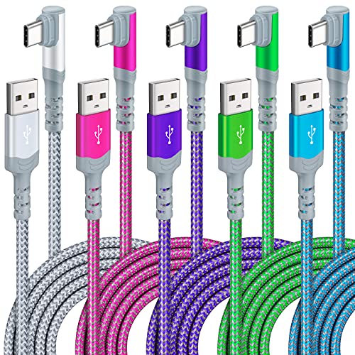 【5-Pack】 USB-C Kábel,10FT 3.1. A C Típusú Töltő Gyors Töltés Kábel-Tartós, Nylon Fonott, derékszögű, USB C Töltő Kábel Kompatibilis