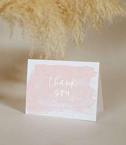 Köszönöm Kártyák | 48 Üres Arany Fólia Akvarell - Baba & Leánybúcsú, Ballagás, Esküvő