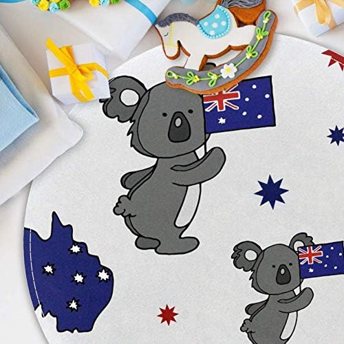 HEOEH Koala Ausztrál Zászló, Csúszásmentes Lábtörlő 15.7 Kerek Szőnyeg, Szőnyegek Szőnyeg Gyerekeknek Hálószoba Baba Szoba Játszani Szoba Óvoda