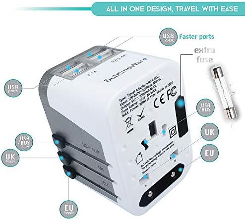 Hálózati Csatlakozó Adapter (Fehér) - 4 USB Port Fali Töltő - Gyorsan Töltő Adapter 150 Országban - Multi Port Elektromos Plug - Típus