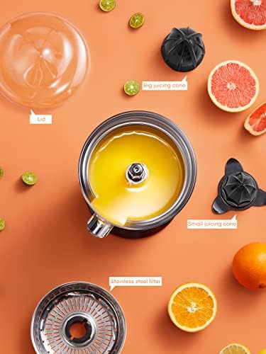 FOHERE Narancslé Squeezer Elektromos Citrus Facsaró, Két Cserélhető Kúp Alkalmas narancs, citrom, Grapefruit, Csiszolt Rozsdamentes