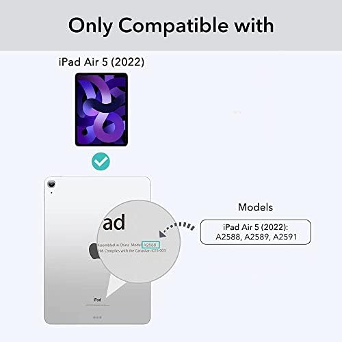 Az esetben az iPad 5. Generációs 10.9 Hüvelyk 2022, Forgatható 360 Erős Mágnes, Levehető Átlátszó Eset Smart Cover Tok Támogatja