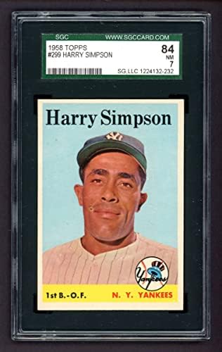 1958 Topps 299 Harry Simpson New York Yankees (Baseball Kártya) CSKP CSKP 7.00 Yankees