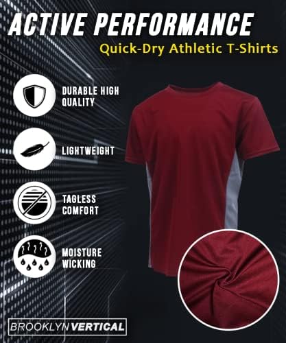 BROOKLYN FÜGGŐLEGES Fiú 5-Csomag Quick Dry Nedvesség Wicking Aktív sportteljesítményt Sleeve T-Shirt