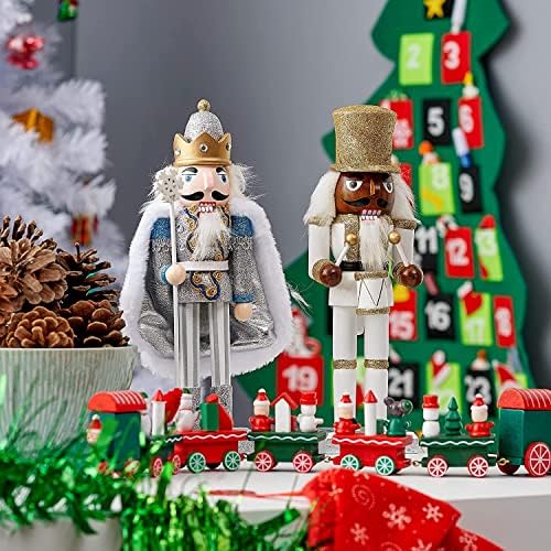 A TWIDDLERS 10-es Karácsonyi Fából faragott Diótörő Adatok (Fehér) - King & Őr Katona (2db) - Fa Díszek, a Hagyományos Karácsonyi Dekoráció
