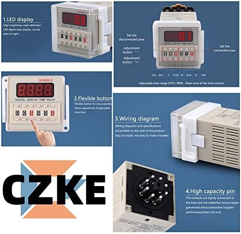 KAVJU DH48S-S Programozható a Dupla Késleltetés Relé Repeat Ciklus SPDT a Csatlakozó Tápfeszültség DC12V dc 24 vac AC110 AC220V a Bázis (Méret