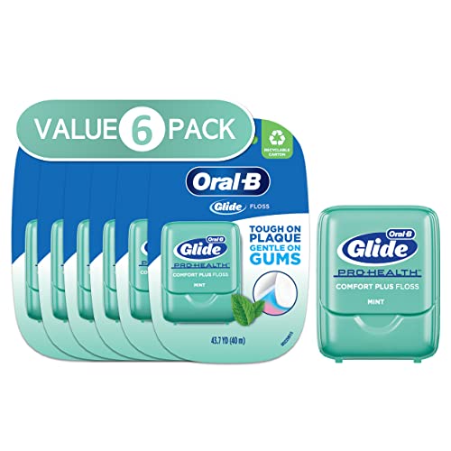 Oral-B Glide Pro-Egészségügyi Comfort Plus Fogselyem, Menta, 43.7 Yardos Adagoló, 6 Szám (Csomag 1)