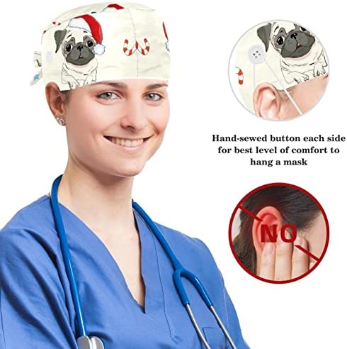 Sebészeti Kalap & Nyuszi Fül Hajgumi Szett, Sötét Kék Technológiai Állítható Bozót Sapkák Gombot a Nők számára Orvosi