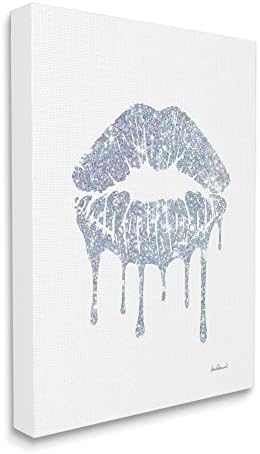 Stupell Iparágak Glam Csillogó Ajka Csókra Csók Minimális Király Hangok által Tervezett Amanda Greenwood Vászon Wall Art, 16 x 20,