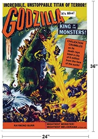 LAMINÁLT Godzilla Király Szörnyek Vintage Film Poszter Nyomtatás 24x36 Coll