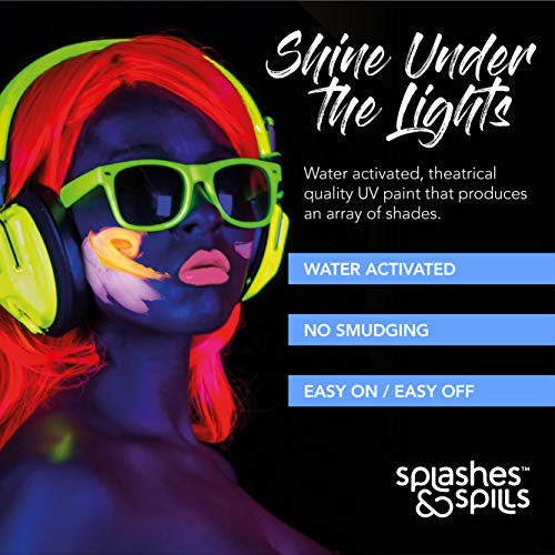 A víz Aktív UV Fekete Fény, Arc, Test, Festék - 6 Szín-Pack - Jelmez Halloween, majd a Klub-Smink - Biztonságos minden bőrtípusra -