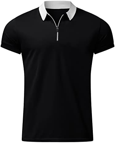 UBST Férfi Cipzár Póló Nyári Rövid Ujjú Szín Blokk Galléros Maximum Dolgozni Slim Fit Alkalmi Golf Póló Maximum