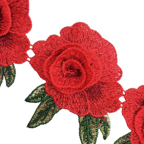 PEPPERLONELY 1 Yard-11pc Aranyos Színes Rose Applied Virágok Csipke Javítás Hímzett Varrjuk össze a Ruhákat, Táskákat, Kézzel