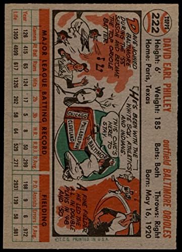 1956 Topps 222 Dave Philley Baltimore Orioles (Baseball Kártya) EX Orioles