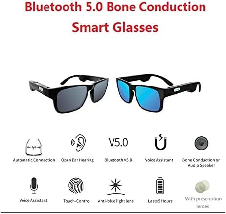 MYLKY csontvezetéses Vezeték nélküli Bluetooth-5.0 Okos Szemüveg, Sztereó Headset Polarizált Napszemüveg Is Illeszkedik, Recept, Lencse (Szín