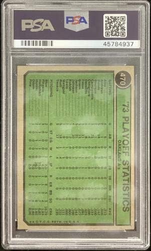 Reggie Jackson Aláírt 1974 Topps 470 Kártya, Mint 73 WSMVP Insc HOF PSA/DNS-Auto-10 - Baseball Asztalon Dedikált Kártyák