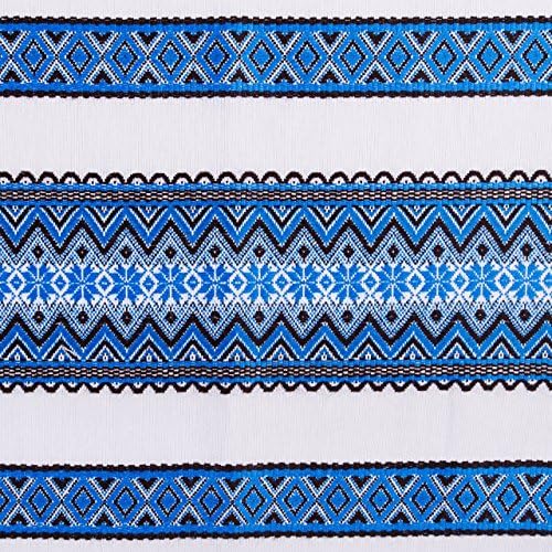 Húsvéti Dekoráció, Dekorációs anyag, ukrán dísz, Húsvéti Terítő etnikai Fehér Kék fekete 200x150 cm / 79x59