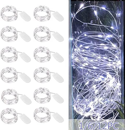LED String Világítás, hideg Fehér 6.56 ft/2m Réz Drót Tündér-Fények, elemes, Vízálló Mini Csillagos-String Fények, Dekoratív Fényt Beltéri