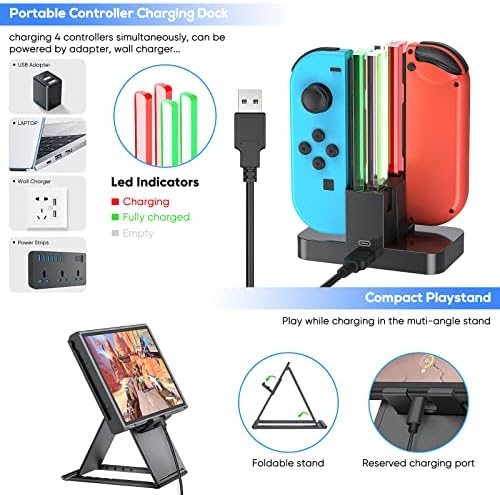 Hordtáska & Kiegészítők Bundle Kit a Nintendo Kapcsoló OLED 2021 Modell Töltés Dock, 3in1 védőtok, képernyővédő fólia, Racing Kormánykerék-Grip