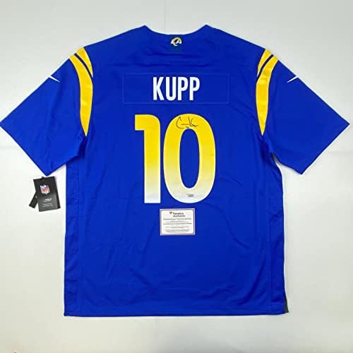 Dedikált/Aláírt Cooper Kupp Ram Kék Nike Játék LVI Jersey Fanatikusok COA - Dedikált NFL Mezeket