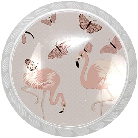 TBOUOBT 4 Csomag Kabinet Gombok Komód Gombok Fiókban Gombok konyhaszekrény Fogantyúk, Gombok a Szekrények, Fiókok, Flamingo Pillangó Vintage