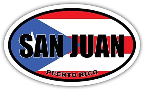 San Juan, Puerto Rico Zászló Ovális Matrica Vinyl Matrica 3x5 cm