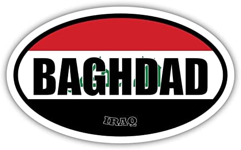 Bagdadban az Iraki Zászló Ovális Matrica Vinyl Matrica 3x5 cm