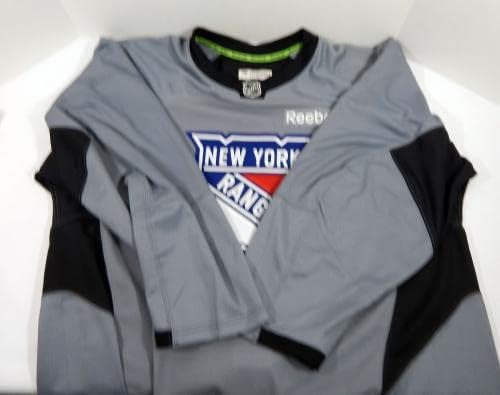 A New York Rangers Játék Használt Szürke Gyakorlat Jersey Reebok NHL 58 DP31297 - Játék Használt NHL-Mezek