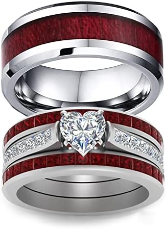 Menyasszonyi Készletek & Férfiak Rozsdamentes Acél Esküvői Zenekar Az Övé Párok Gyűrűk Női Fehér CZ Esküvői Eljegyzési Gyűrű