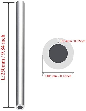 1set 304 Rozsdamentes Acél Cső, vastagság:1 mm /0.04 cm Hossz 300 mm-es Kerek Fém Cső Cső (8, 0, 5 mm, 12mm)