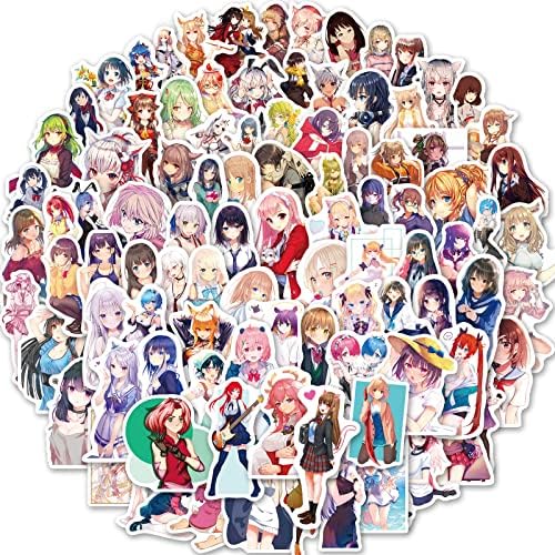 100 Aranyos Anime Lány Matricák vizes Palackok Vinil Vízálló Szexi Anime Lány Matricák a Tizenévesek számára Mens Aranyos Rajzfilm Forró