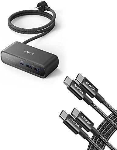 Anker 333 USB-C-USB-C Kábel (6ft 100W, 2-Komponensű) USB-C elosztó, 521 elosztó, 3 étteremmel, valamint 30W USB-C Töltő