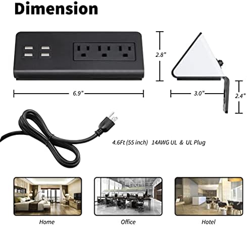Asztal Szélén Mount dugaszolóaljzat USB-Portok,Íróasztal Bilincs elosztó,túlfeszültségvédő Táblázat konnektorhoz Csatlakoztassa a