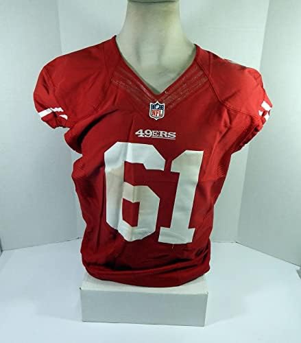 2012-es San Francisco 49ers 61 Játékban Használt Piros Mez 46 DP42643 - Aláíratlan NFL Játék Használt Mezek