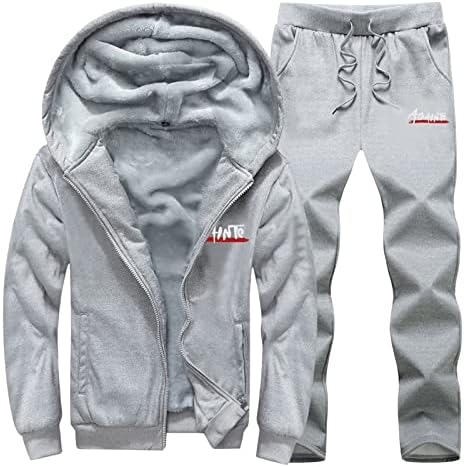 Télen Melegítő, a Férfiak 2 Darab Teljes Zip Fleece Bélelt Kabátok, Kocogók Sport Szett Slim Alkalmi Meleg Kapucnis Sweatsuits