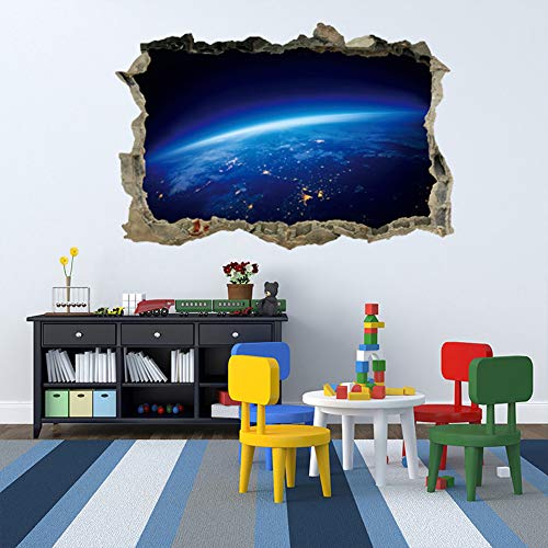 Wallpark Kék Űrben Galaxy Fali Matrica, 3D Ablak Cserélhető Fali Matrica, Gyerekek, Gyerekeknek, Baba Haza Szoba Óvoda DIY Dekorációs Ragasztó