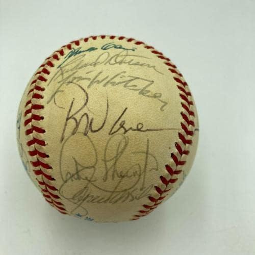 1984 All Star Game Csapat Aláírt Baseball Reggie Jackson Cal Ripken Jr. TÁRSASÁGGAL COA - Dedikált Baseball