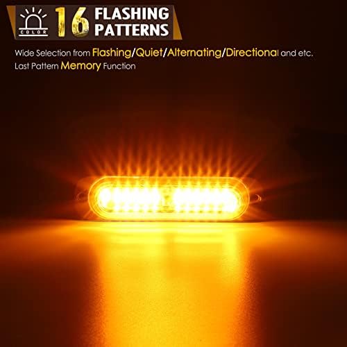 Partsam 12 LED-es Ovális Sürgősségi Amber Teherautó Felületre Szerelhető Villogó Fények Kit w/Digitális Kijelző Vezérlő Oldalon Mini LED Rács