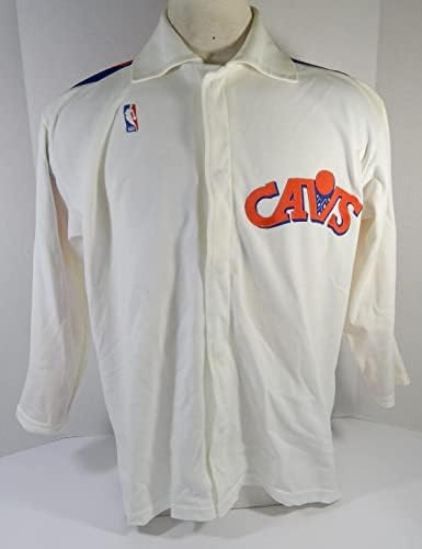 1980-as évek Cleveland Cavaliers Játék Használt Fehér bemelegítés Kabát 44 DP30053 - NBA Játék Használt
