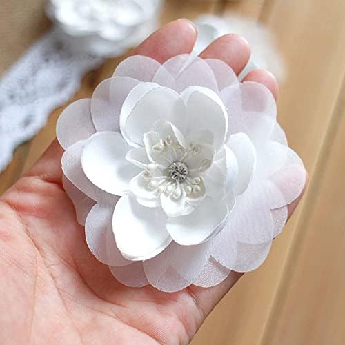 Zamihalaa 5db Varrni A Fehér Virág Foltok 3D Applied Gyöngyös Virágok Foltok, Ruházat, Táskák Esküvői Ruha Appliqués Parches DIY