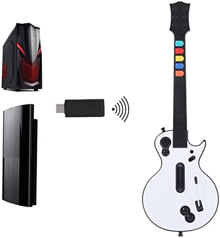 Tbest Guitar Hero Vezetékes Co Gitár Játék Vezérlő, 5 Gomb, Vezeték nélküli 2,4 G, USB Port a Pc-Gitár Szabályzó Tartozékok Ps3 Fehér