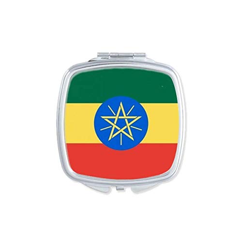Etióp Nemzeti Zászló Afrikai Ország Tükör Hordozható Kompakt Zsebében Smink Kétoldalas Üveg