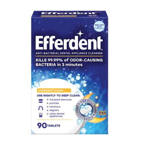 Efferdent PM egyik napról a másikra Anti-Bakteriális Műfogsor Tisztító Tabletta 90 ct. (Pack 4)