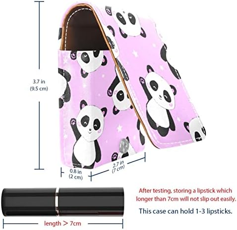 Mini Rúzst a tükör a Táskáját, Cuki Panda Rózsaszín Bőr Kozmetikai Smink Jogosultja Táskát Tartja, 3 Normál Méretű Csövek Utazási