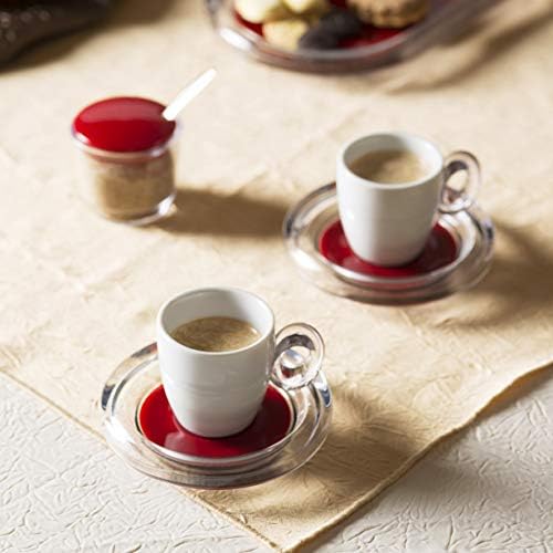 Omada Design 6 csésze kávé 3,04 fl oz minden tányért, illetve porcelán, átlátszó akril, Crystal Line