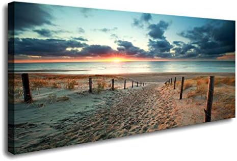 Vászon Wall Art Sunset Beach Ocean Természet Képek Hosszú Vászon Grafika Nyomtat Kortárs 20in x40in Wall Art Dekoráció az