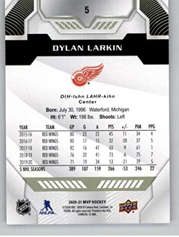 2020-21 Felső szint MVP 5 Dylan Larkin Detroit Red Wings NHL Jégkorong Trading Card